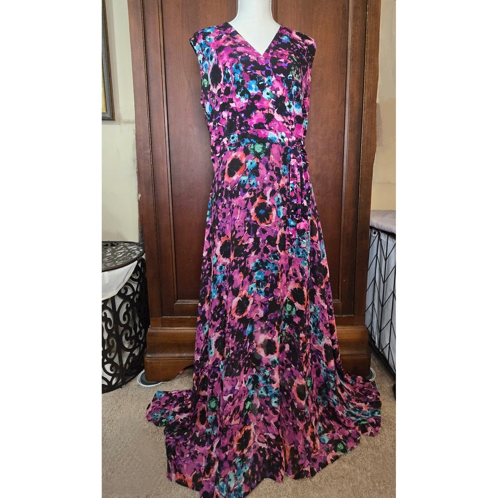 Taylor Floral Maxi Dress 14 Faux Wrap Wedding Guest Garden Party Cruise - Picture 2 of 7